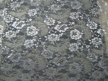 Vintage Metallic Lace Fabric Blue , Nylon Tulle Floral Lace Fabric SYD-0002 supplier