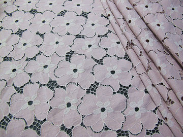 Floral Heavy Cotton Nylon Lace Fabric / White Stretch Lace Fabric SYD-0005 supplier