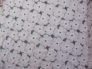 Floral Heavy Cotton Nylon Lace Fabric / White Stretch Lace Fabric SYD-0005 supplier