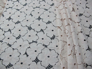 Floral Heavy Cotton Nylon Lace Fabric / White Stretch Lace Fabric SYD-0005 supplier