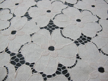 Floral Heavy Cotton Nylon Lace Fabric / White Stretch Lace Fabric SYD-0005 supplier