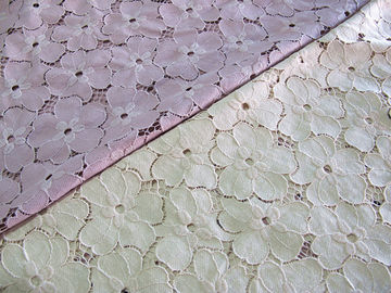 Floral Heavy Cotton Nylon Lace Fabric / White Stretch Lace Fabric SYD-0005 supplier