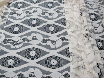 Soft Ivory Cotton Nylon Voile Lace Fabric , Floral Lace Mesh Fabric SYD-0012 supplier