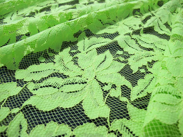 Beautiful Floral Cotton Nylon Lace Fabric Green With Reactive Dyeing SYD-0013 supplier