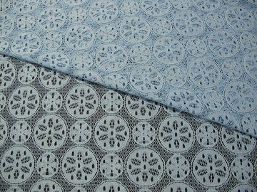 Royal Blue Cotton Nylon Lace Fabric Snowflake Design Dress Material supplier