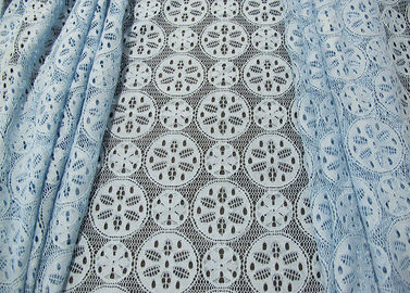 Royal Blue Cotton Nylon Lace Fabric Snowflake Design Dress Material supplier