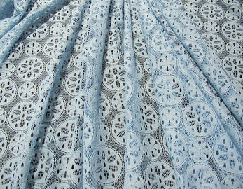 Royal Blue Cotton Nylon Lace Fabric Snowflake Design Dress Material supplier