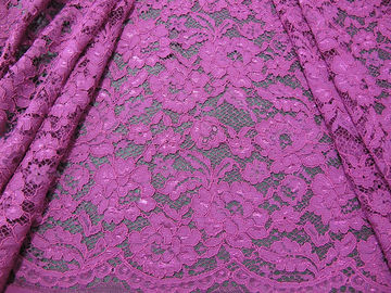 Elegant Purple Crochet Flower Lace Fabric Nylon Rayon Material For Garment supplier