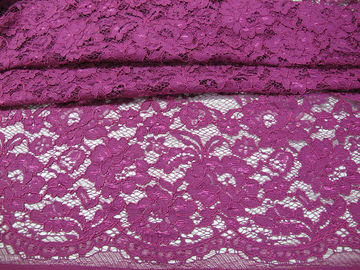 Elegant Purple Crochet Flower Lace Fabric Nylon Rayon Material For Garment supplier