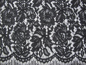 Grey Elastic Cord Lace Material / Floral Viscose Nylon Cotton Fabric CY-DK0011 supplier