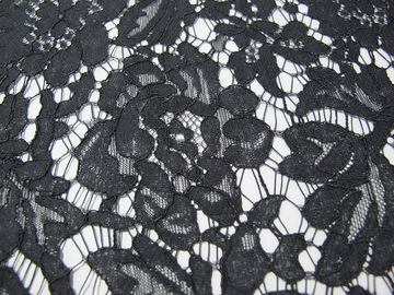 Grey Elastic Cord Lace Material / Floral Viscose Nylon Cotton Fabric CY-DK0011 supplier
