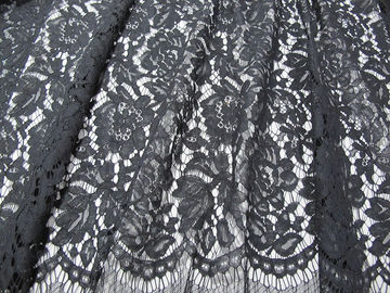 Grey Elastic Cord Lace Material / Floral Viscose Nylon Cotton Fabric CY-DK0011 supplier