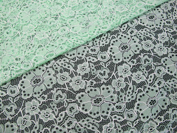 Custom Durable Cotton Nylon Embroidered Lace Fabric Green Flower Pattern supplier
