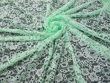Custom Durable Cotton Nylon Embroidered Lace Fabric Green Flower Pattern supplier