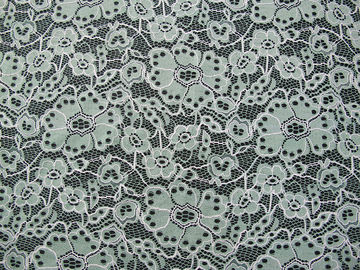 Custom Durable Cotton Nylon Embroidered Lace Fabric Green Flower Pattern supplier