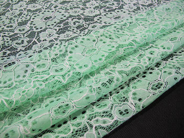 Custom Durable Cotton Nylon Embroidered Lace Fabric Green Flower Pattern supplier