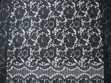 Black Nylon Corded Lace Fabric Floral Knitted Shrink-Resistant supplier