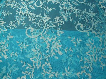 Stretchable Flower Nylon Metallic Lace Fabric Green Knitted For Clothing supplier