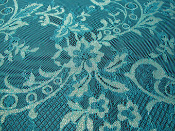 Stretchable Flower Nylon Metallic Lace Fabric Green Knitted For Clothing supplier