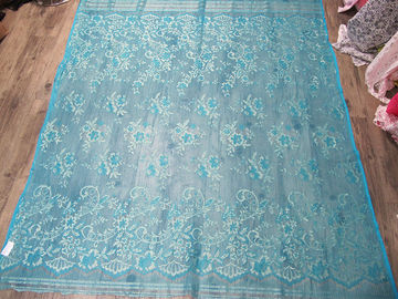 Stretchable Flower Nylon Metallic Lace Fabric Green Knitted For Clothing supplier