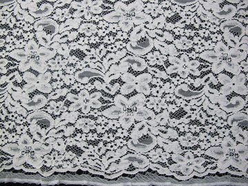 Beautiful White Corded Lace Fabric / Jacquard Lace Fabric By The Yard supplier