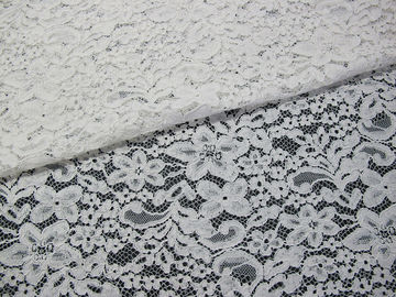 Beautiful White Corded Lace Fabric / Jacquard Lace Fabric By The Yard supplier