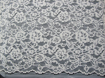 White Bridal Corded Lace Fabric Knitted Cotton Nylon Rayon Lace For Clothing supplier