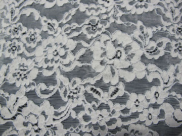 White Bridal Corded Lace Fabric Knitted Cotton Nylon Rayon Lace For Clothing supplier
