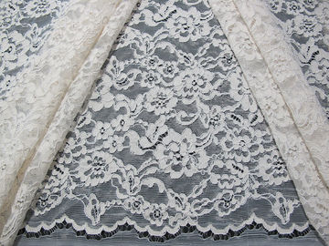 White Bridal Corded Lace Fabric Knitted Cotton Nylon Rayon Lace For Clothing supplier