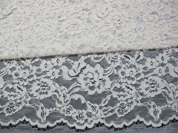 White Bridal Corded Lace Fabric Knitted Cotton Nylon Rayon Lace For Clothing supplier