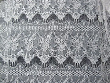 White Floral Nylon Lace Fabric Eyelash Lace Trim For Lady Dress supplier