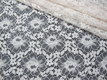 Eco-Friendly Floral Cotton Nylon Lace Fabric White For Lingerie SGS BV ITS supplier