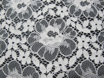 Eco-Friendly Floral Cotton Nylon Lace Fabric White For Lingerie SGS BV ITS supplier