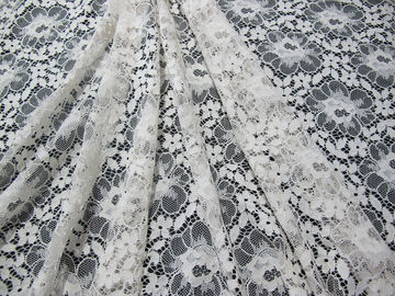 Eco-Friendly Floral Cotton Nylon Lace Fabric White For Lingerie SGS BV ITS supplier