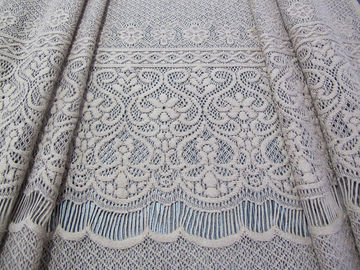Grey Eyelash Knitted Cotton Nylon Stretchy Lace Fabric Thick Flower For Lady Dress supplier