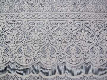 Grey Eyelash Knitted Cotton Nylon Stretchy Lace Fabric Thick Flower For Lady Dress supplier