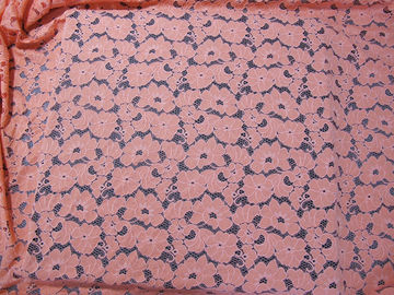 Ladies Dress Cotton Nylon Floral Lace Fabric Pink Elegant Shrink-Resistant  supplier