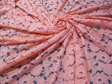 Ladies Dress Cotton Nylon Floral Lace Fabric Pink Elegant Shrink-Resistant  supplier