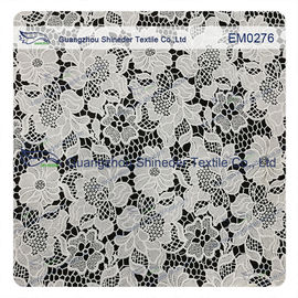 Mesh polyester lace Fabric White Flower  Embroidered Lace material for girls dress supplier