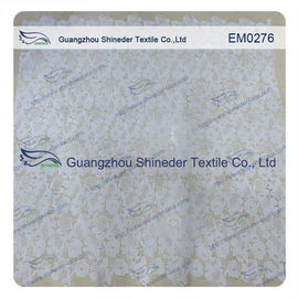 Mesh polyester lace Fabric White Flower  Embroidered Lace material for girls dress supplier