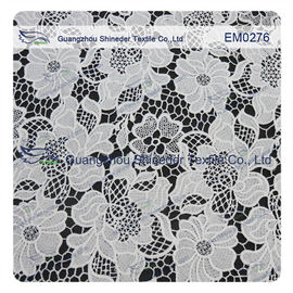 Mesh polyester lace Fabric White Flower  Embroidered Lace material for girls dress supplier