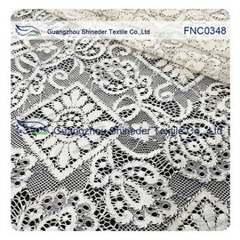 150CM Cotton Nylon Polyester  Lace Fabric Rhombic Floral Black Cord supplier