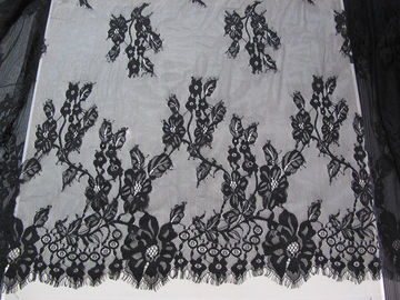 Fashion Big Black Eyelash Lace Trim 100% Nylon for Lady Dress CY-HB0481 supplier