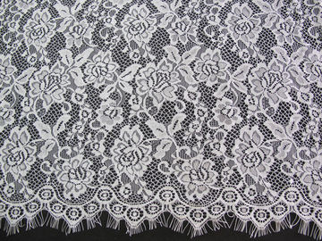 W 100 cm Eyelash Lace Fabric Trim with Nylon Material Custom Made Beaded supplier