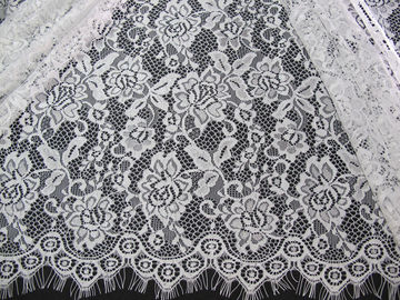 W 100 cm Eyelash Lace Fabric Trim with Nylon Material Custom Made Beaded supplier