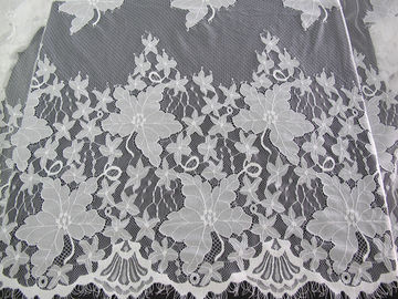 Cotton Eyelash Trim Embroidery Lace Fabric For Curtain And Clothing supplier