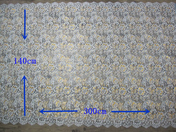 Golden Metallic Nylon Eyelash Lace Trimming For Dresses Fashion 140CM Width supplier