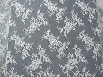 Soft Nylon Cotton Eyelash Lace Trim , Wedding Dress White Lace Fabric supplier