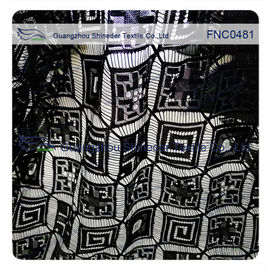 Black Rhombic Wedding Rayon Nylon Lace Fabric supplier