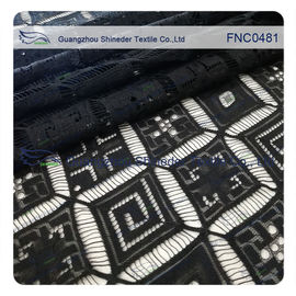 Black Rhombic Wedding Rayon Nylon Lace Fabric supplier